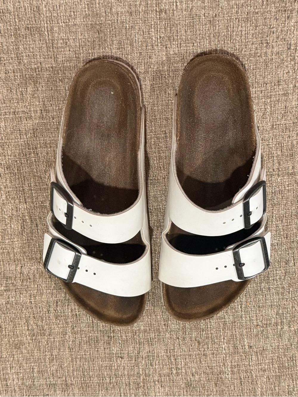 Birkenstock Arizona White Double-Buckle Slide Sandals Size 7/38